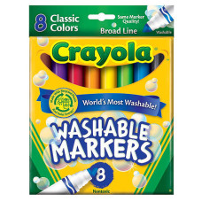 Фломастери Crayola Washable товсті Classic 8 кольорів