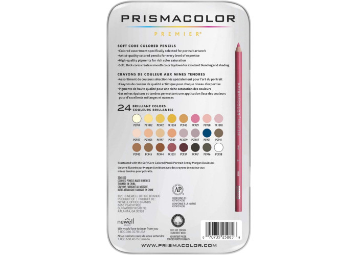 Кольорові олівці Prismacolor Premier - Portrait Set 24 кольори в метал. кейсі