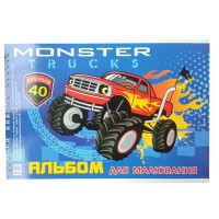 Альбом для рисования А4 на пружине 40 листов "Monster Truck"