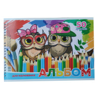Альбом для малювання А4 на пружині 50 листів "Owls"