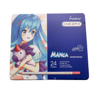 Олівці кольорові Marco Chroma Manga пастельні 24 кольори в метал. кейсі (8550-24TN)