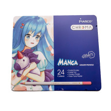Олівці кольорові Marco Chroma Manga пастельні 24 кольори в метал. кейсі (8550-24TN)